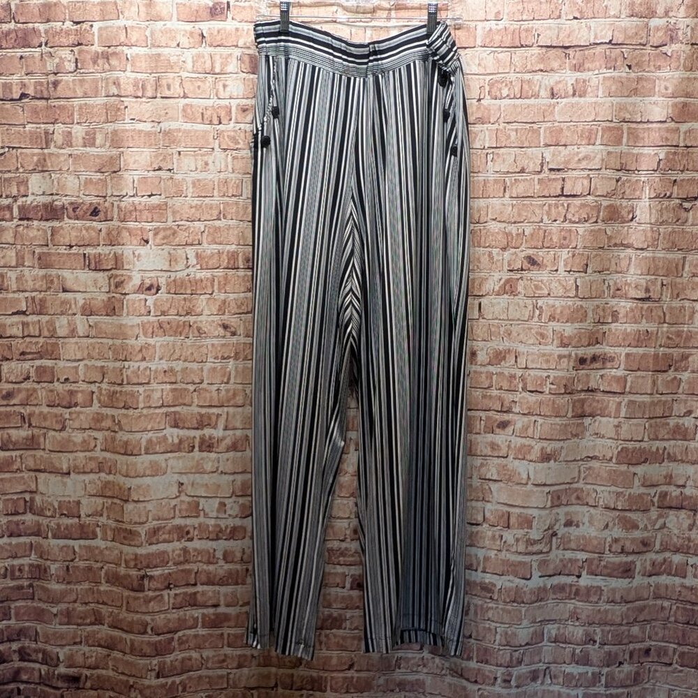 Robert Louis Striped Black and White Pants/wide Leg Trousers Size 3X